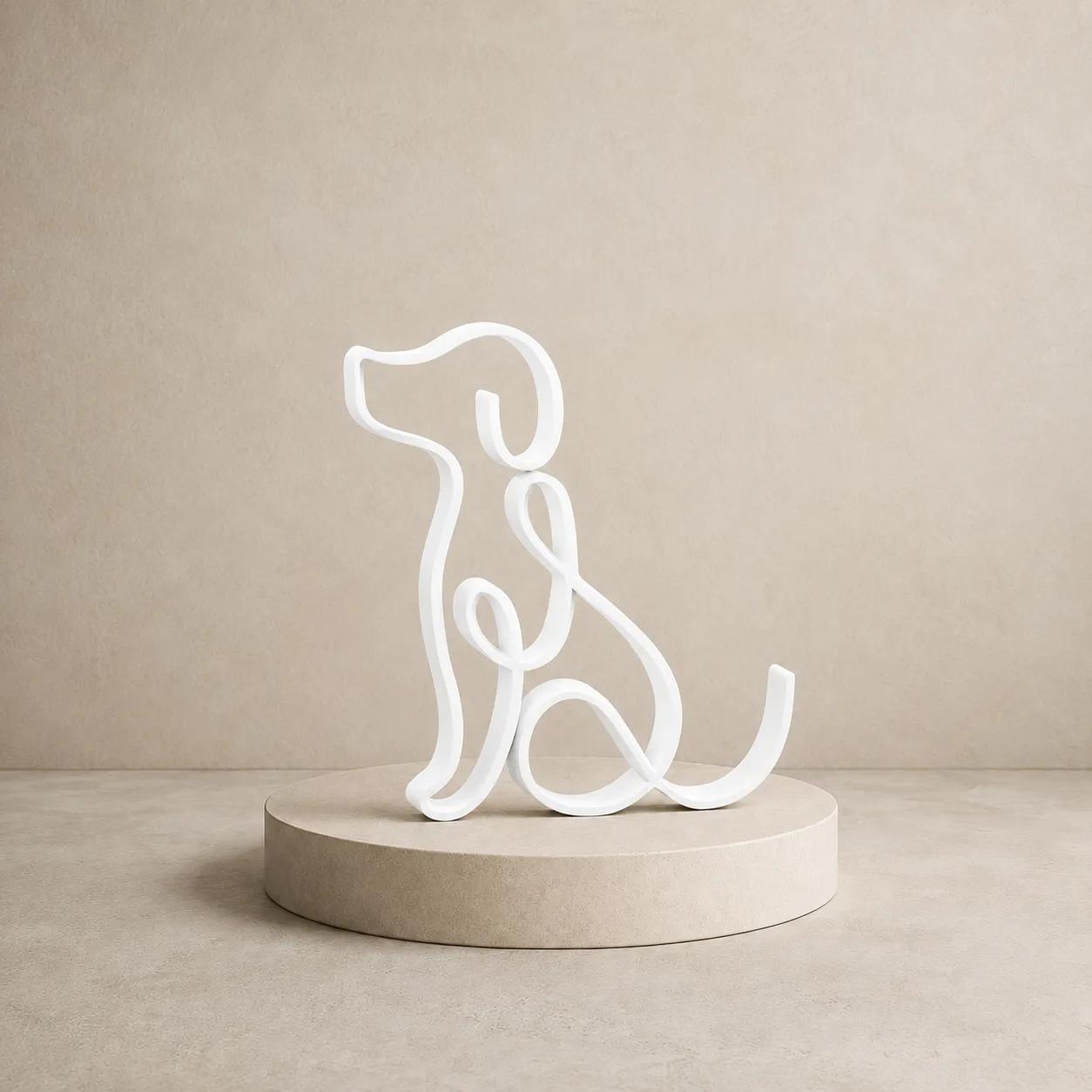 Escultura Cachorro Linhas Contínuas